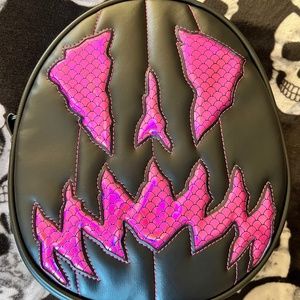 Love Pain and Stitches Mermaid Scaredy Purse Bag Pink Black Scales Handcrafted